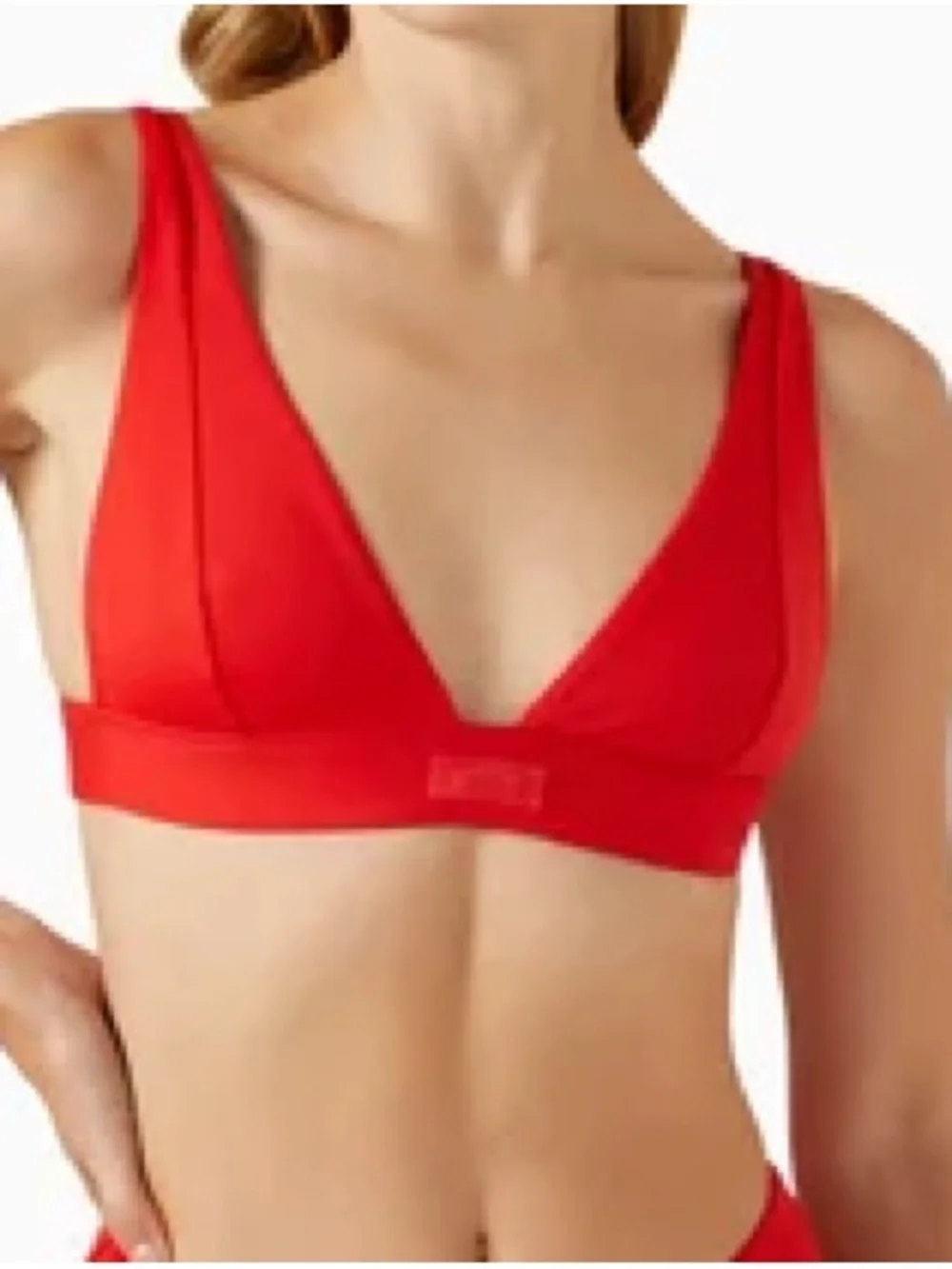 ♥️ NWOT | SKIMS | Signature Swim Plunge Bikini Top | Ruby | size L